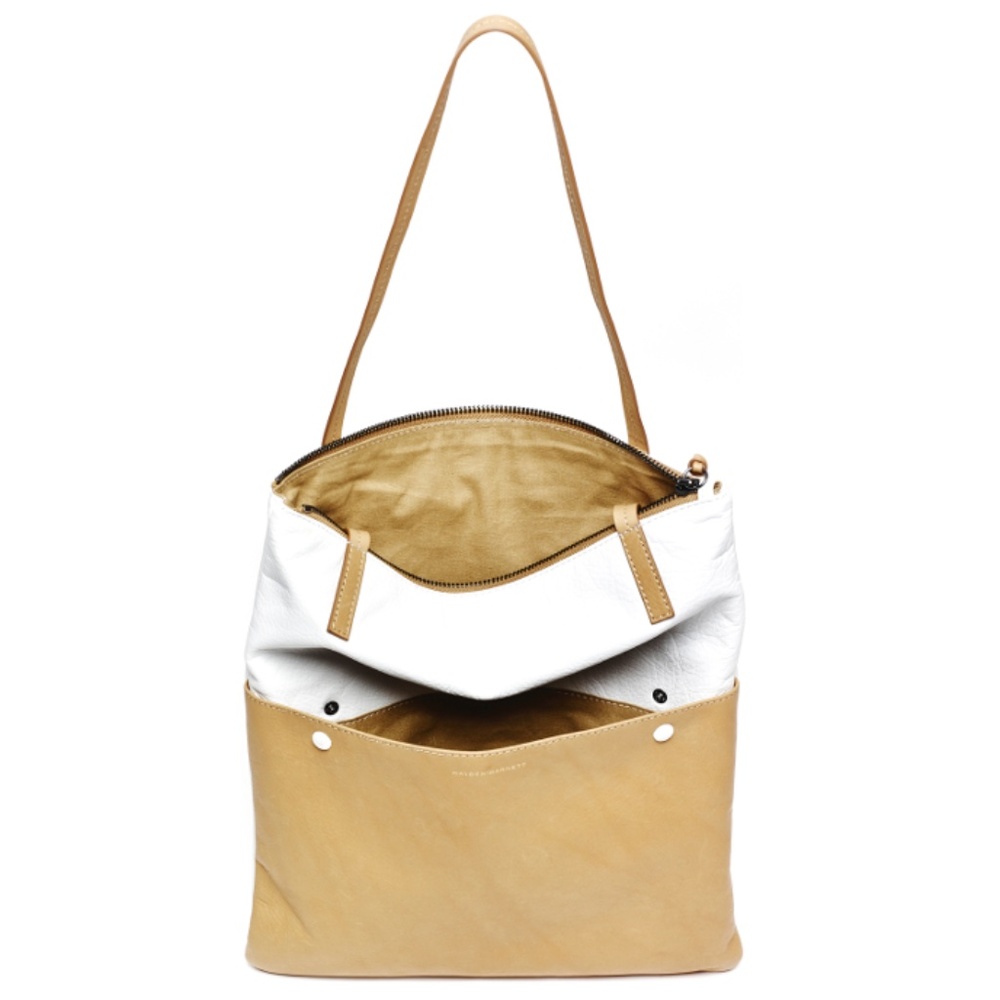 HAYDEN-HARNETT Buttery Leather Hemingway Tote Vacchetta & White ICON Series NWT